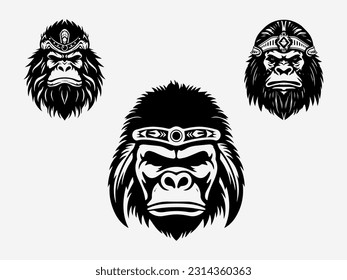 gorilla hand drawn logo design illustration