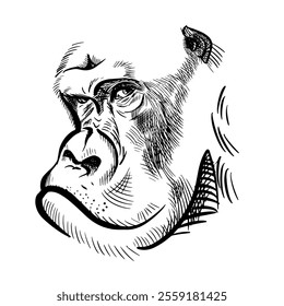 Gorilla, hand drawn sketch vector illustration