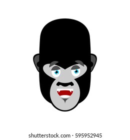 Gorilla happy Emoji. Monkey merry emotion isolated
