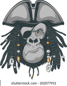 gorilla harsh pirate, vector illustration