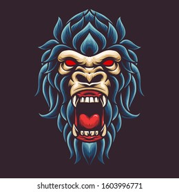 Gorilla head art vector illustration