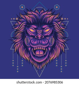 Gorilla head artwork illustration, perfect for design of t-shirts, stickers, merchandise, etc