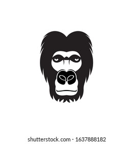 Gorilla head black vector  logo element. On black background.