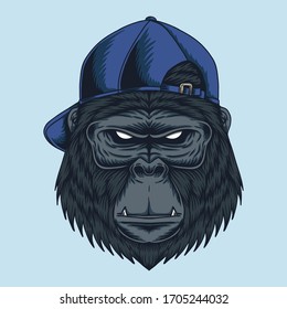 Gorilla head Cap vector illustration for your company or brand