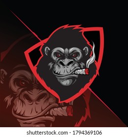 
Gorilla Head With A Cigar Mascot Logo