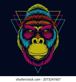 Gorilla head colorful vector illustration for your company or brand