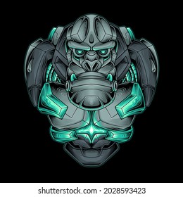 gorilla head cyberpunk drawing art