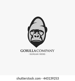 Gorilla head design logo template vector illustration. flat style