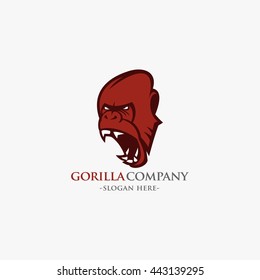 Gorilla head design logo template vector illustration. flat style