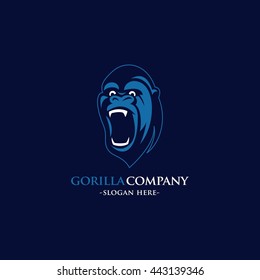 Gorilla head design logo template vector illustration. flat style