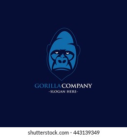 Gorilla head design logo template vector illustration. flat style