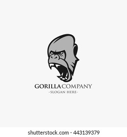 Gorilla head design logo template vector illustration. flat style