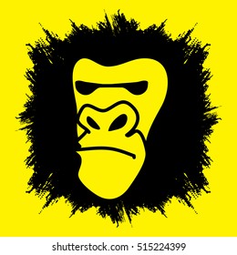 Gorilla Head designed on grunge frame background graphic vector.