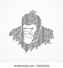 Gorilla Head designed using black geometric pattern graphic vector.