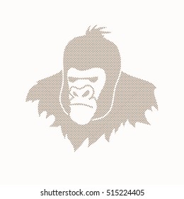 Gorilla Head designed using dots pixels graphic vector.