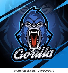 Gorilla head esport mascot logo desain