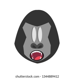 gorilla head with expression on the white background