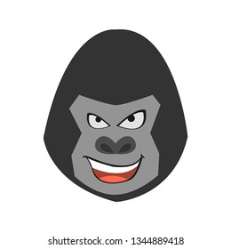 gorilla head with expression on the white background