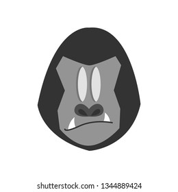 gorilla head with expression on the white background