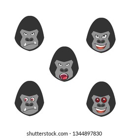 gorilla head with expression on the white background