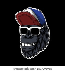 Gorilla head eyeglasses vector illustration for your company or brand