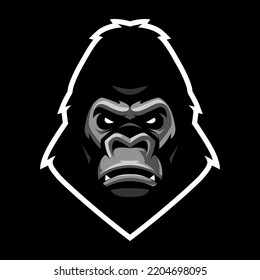 Gorilla head icon. Monkey logo. Animal label. Ape mascot. T shirt print.