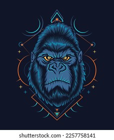 Gorilla head illustration. African animal