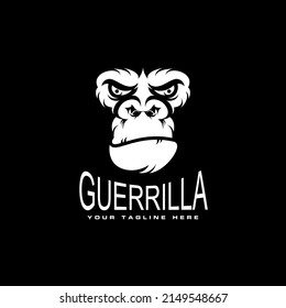 gorilla head illustration in angry or serious expression image graphic icon logo design abstract concept vector stock. Can be used as a symbol associated with animal or character