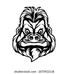 Gorilla Head Illustration Silhouette for your business or merchandise