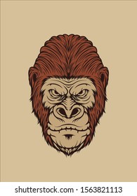 Gorilla head illustration in vintage color for apparel and other merchandise