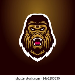 Gorilla head jiu jitsu logo mascot illustration