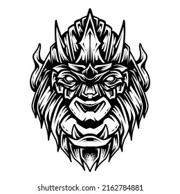Dibujo vectorial de la línea de cabeza de gorila