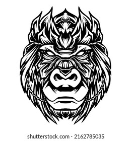 Gorilla Head line art vector illustration