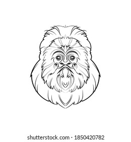 Cabeza de gorila. Dibujo de línea. Ilustración en blanco y negro. Vector.