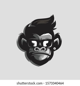 gorilla head logo design illustration