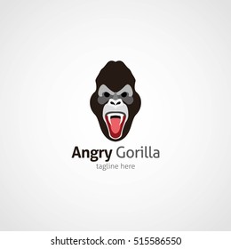Gorilla Head Logo Design Template. Vector Illustration