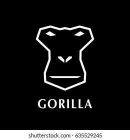 Gorilla head logo element. On black background.