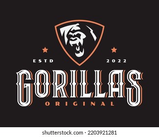 Gorilla head logo, emblem design editable for your business. Monkey vector illustration. 