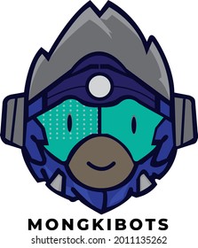 El logotipo de la cabeza de gorila con casco adosado a la cabeza es perfecto para un logotipo de negocios.