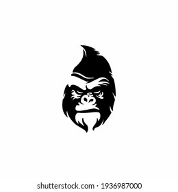 Gorilla head logo icon in monochrome style illustration