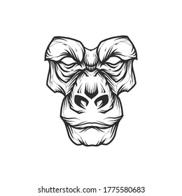 Arte de línea de logotipo de cabeza de gorila