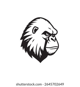 Logotipo da cabeça de gorila. Silhueta de cabeça de gorila. Gorilla Face Silhouette Ilustração Vetor.