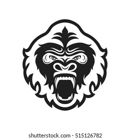 Gorilla head logo for sport club or team. Animal mascot logotype. Template. Vector illustration.