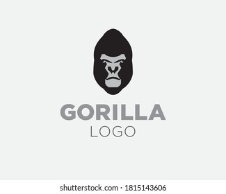 Gorilla head logo template. Gorilla head icon. Ape head creative vector graphic symbol. Head of an ape logo. Wild gorilla face logo template isolated on white background. 