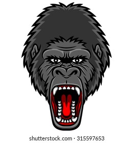 A Gorilla head logo. Vector illustration ideal for a mascot and tattoo or T-shirt graphic.