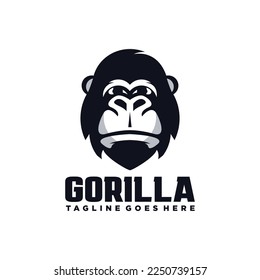 Gorilla head logo vector template. Monkey mascot illustration.