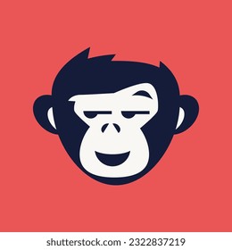 Gorilla head logotype vector illustration red background  Vector illustration