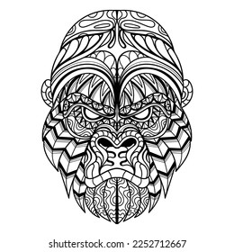 Gorilla Head mandala zentangle, farbige Illustration für Ihr Unternehmen oder Ihre Marke