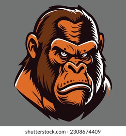 gorilla head mascot illustration vector art