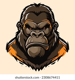 gorilla head mascot illustration vector art